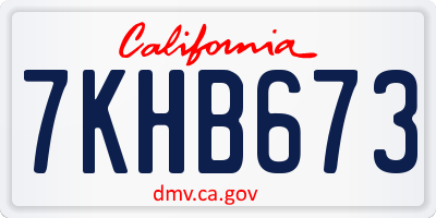 CA license plate 7KHB673