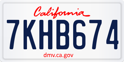 CA license plate 7KHB674