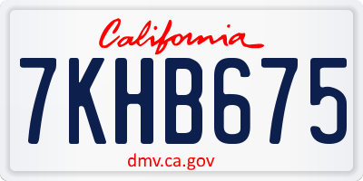 CA license plate 7KHB675