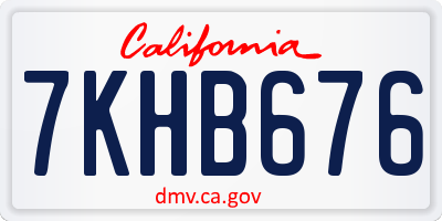 CA license plate 7KHB676