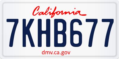 CA license plate 7KHB677