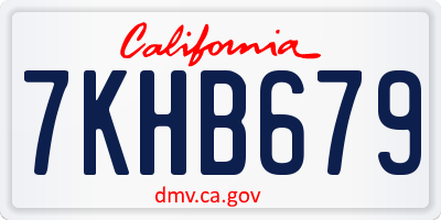 CA license plate 7KHB679