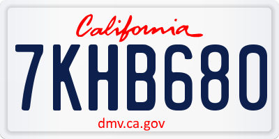 CA license plate 7KHB680