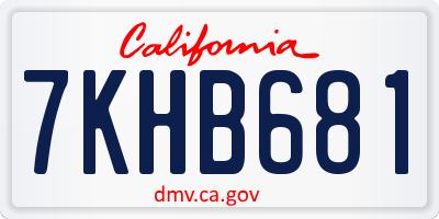 CA license plate 7KHB681