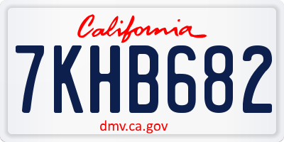 CA license plate 7KHB682