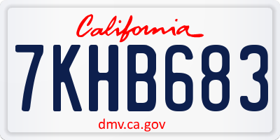 CA license plate 7KHB683