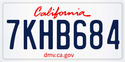 CA license plate 7KHB684