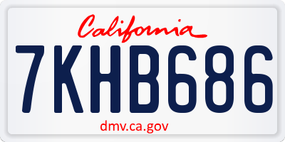 CA license plate 7KHB686
