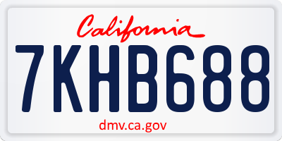 CA license plate 7KHB688