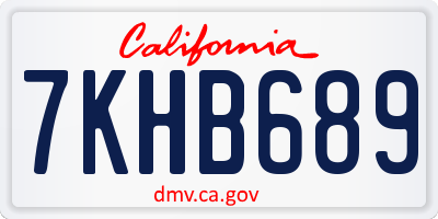 CA license plate 7KHB689