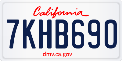 CA license plate 7KHB690