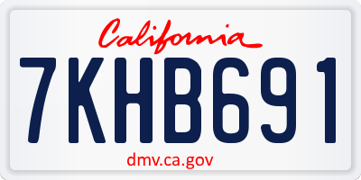 CA license plate 7KHB691