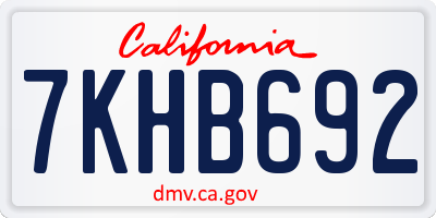 CA license plate 7KHB692