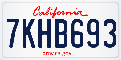 CA license plate 7KHB693