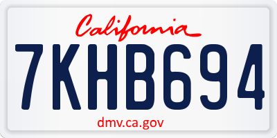 CA license plate 7KHB694