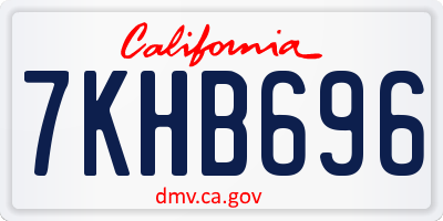 CA license plate 7KHB696