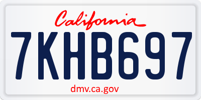 CA license plate 7KHB697