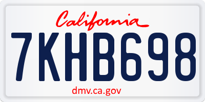 CA license plate 7KHB698