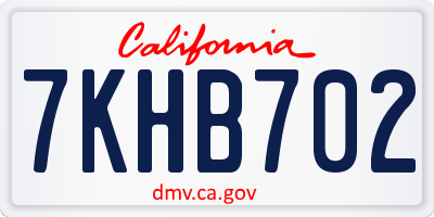 CA license plate 7KHB702