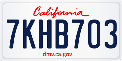CA license plate 7KHB703