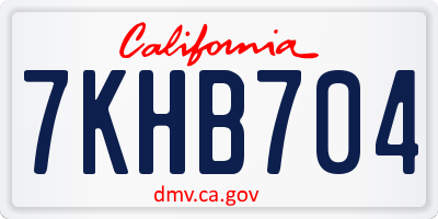 CA license plate 7KHB704