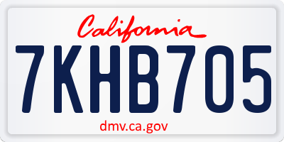 CA license plate 7KHB705