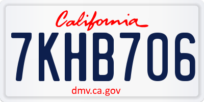 CA license plate 7KHB706