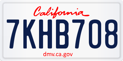 CA license plate 7KHB708