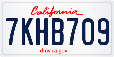CA license plate 7KHB709