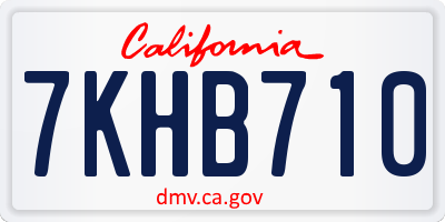 CA license plate 7KHB710