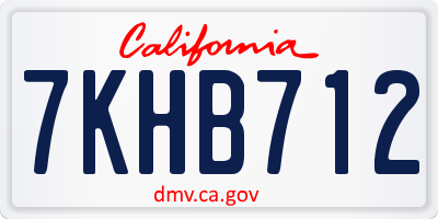 CA license plate 7KHB712