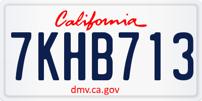 CA license plate 7KHB713