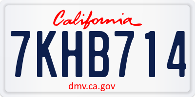 CA license plate 7KHB714