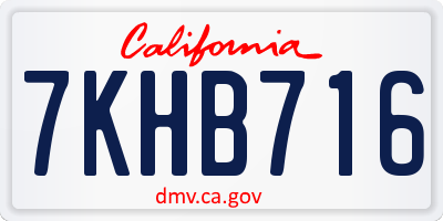 CA license plate 7KHB716