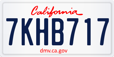 CA license plate 7KHB717