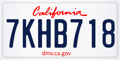 CA license plate 7KHB718