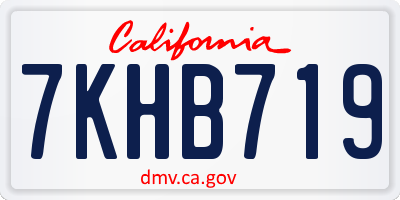 CA license plate 7KHB719