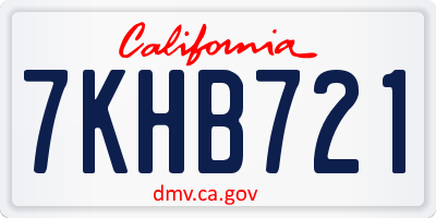 CA license plate 7KHB721