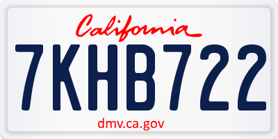 CA license plate 7KHB722