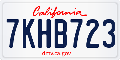 CA license plate 7KHB723
