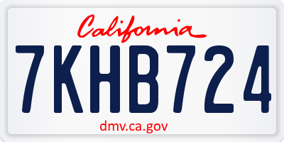 CA license plate 7KHB724