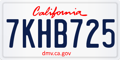 CA license plate 7KHB725