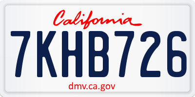CA license plate 7KHB726
