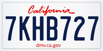 CA license plate 7KHB727