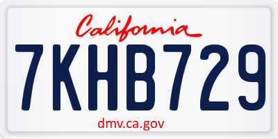 CA license plate 7KHB729