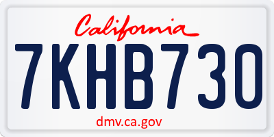 CA license plate 7KHB730