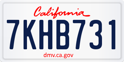 CA license plate 7KHB731