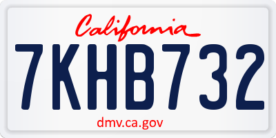 CA license plate 7KHB732