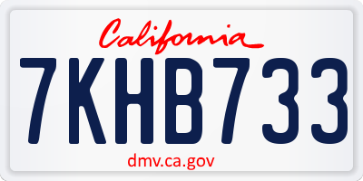 CA license plate 7KHB733
