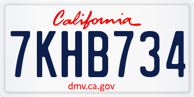 CA license plate 7KHB734